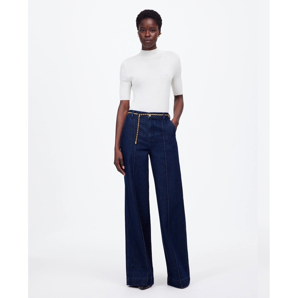 Madewell Superwide-Leg Jeans Dark Indigo High Rise Front Seam 27 Womens